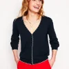 Sweaters & Cardigans-Boden Pru Scallop Trim Cardigan- Navy