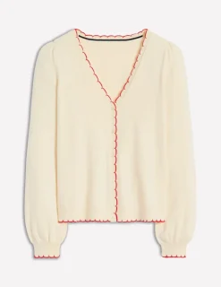 Sweaters & Cardigans-Boden Pru Scallop Trim Cardigan-Warm Ivory WarmIvory