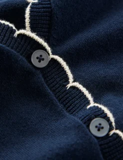 Sweaters & Cardigans-Boden Pru Scallop Trim Cardigan- Navy