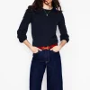 Sweaters & Cardigans-Boden Pru Scallop Trim Sweater- Navy
