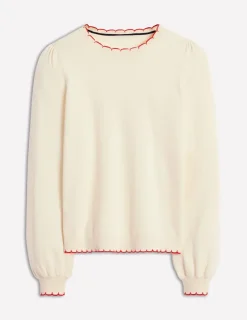 Sweaters & Cardigans-Boden Pru Scallop Trim Sweater-Warm Ivory WarmIvory