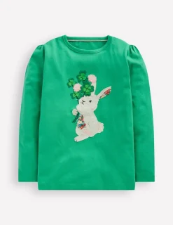 Tops & T-Shirts-Boden Puff Sleeve Applique T-shirt-Aloe Green Bunny AloeGreenBunny