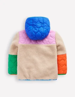 Coats & Jackets-Boden Quilted Borg Mix Jacket-Multi Colourblock MultiColourblock