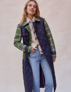 Jackets & Coats-Boden Quilted Trench Coat- Navy