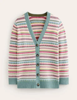 Sweaters & Cardigans-Boden Quinn Boyfriend Cardigan-Blue, Heritage Fair Isle Blue,HeritageFairIsle