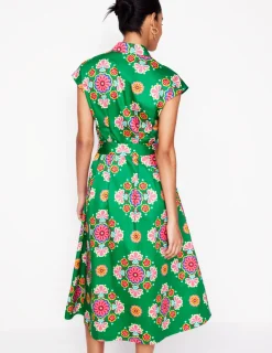 Dresses & Jumpsuits | Midi-Boden Rachel Cotton Midi Shirt Dress-Rich Emerald, Meadow Posy RichEmerald,MeadowPosy