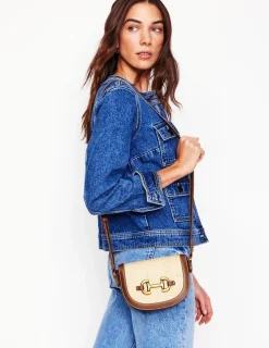 Bags-Boden Raffia Snaffle Mini Satchel- Natural/tan