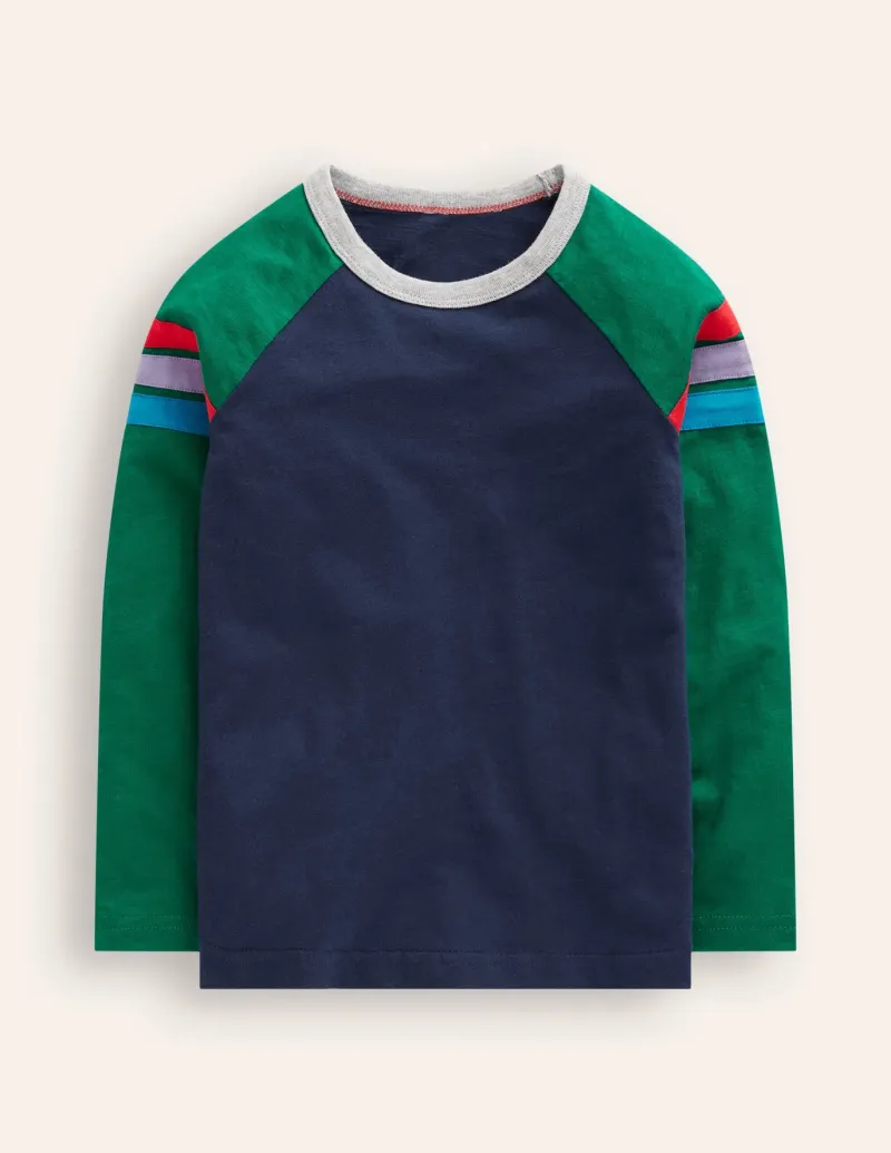 Tops, T-Shirts & Polos-Boden Raglan T-Shirt-Jewel Green/ Navy JewelGreen/Navy