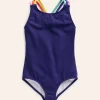 Swimwear & Beachwear-Boden Rainbow Cross-Back Swimsuit-College Navy CollegeNavy