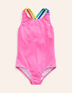 Swimwear & Beachwear-Boden Rainbow Cross-Back Swimsuit-Strawberry Milkshake StrawberryMilkshake