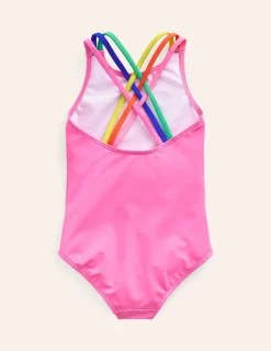 Swimwear & Beachwear-Boden Rainbow Cross-Back Swimsuit-Strawberry Milkshake StrawberryMilkshake