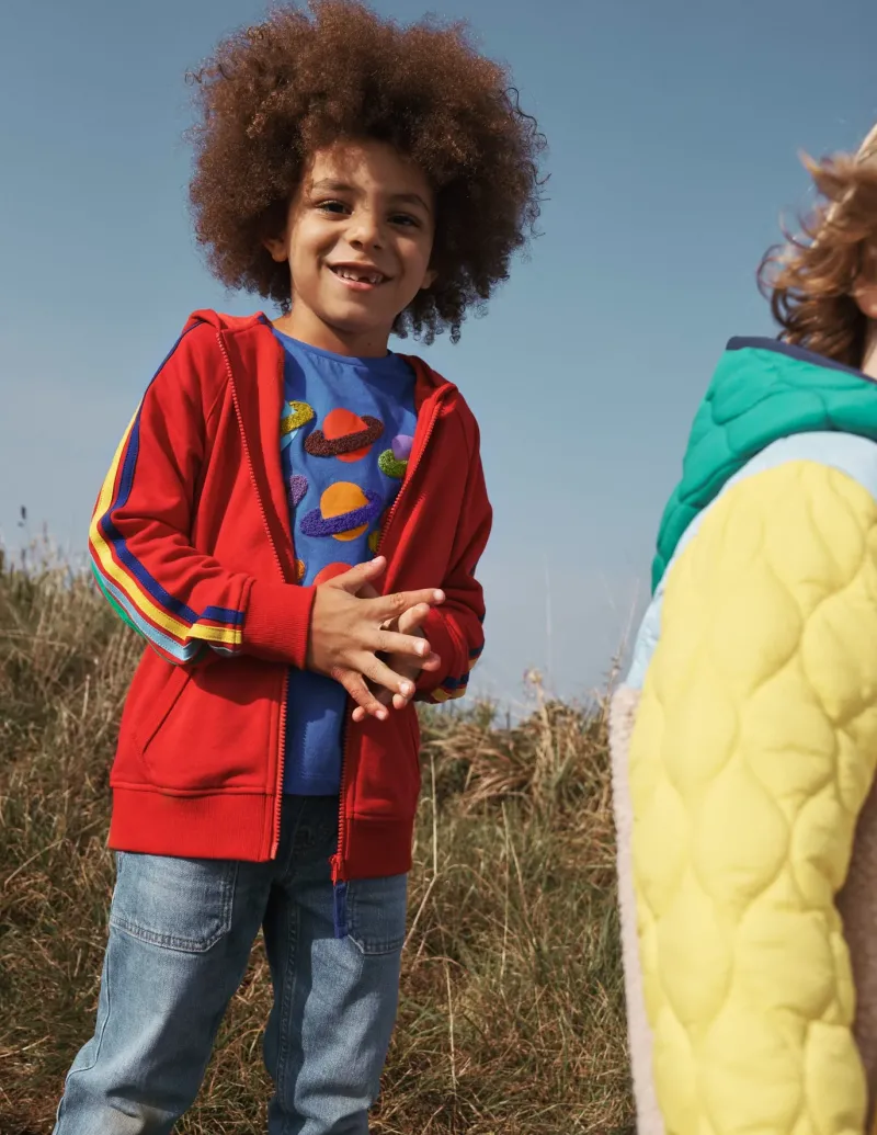 Sweatshirts & Hoodies | Tops, T-Shirts & Polos-Boden Rainbow Zip-Up Hoodie-Cherry Tomato Red CherryTomatoRed