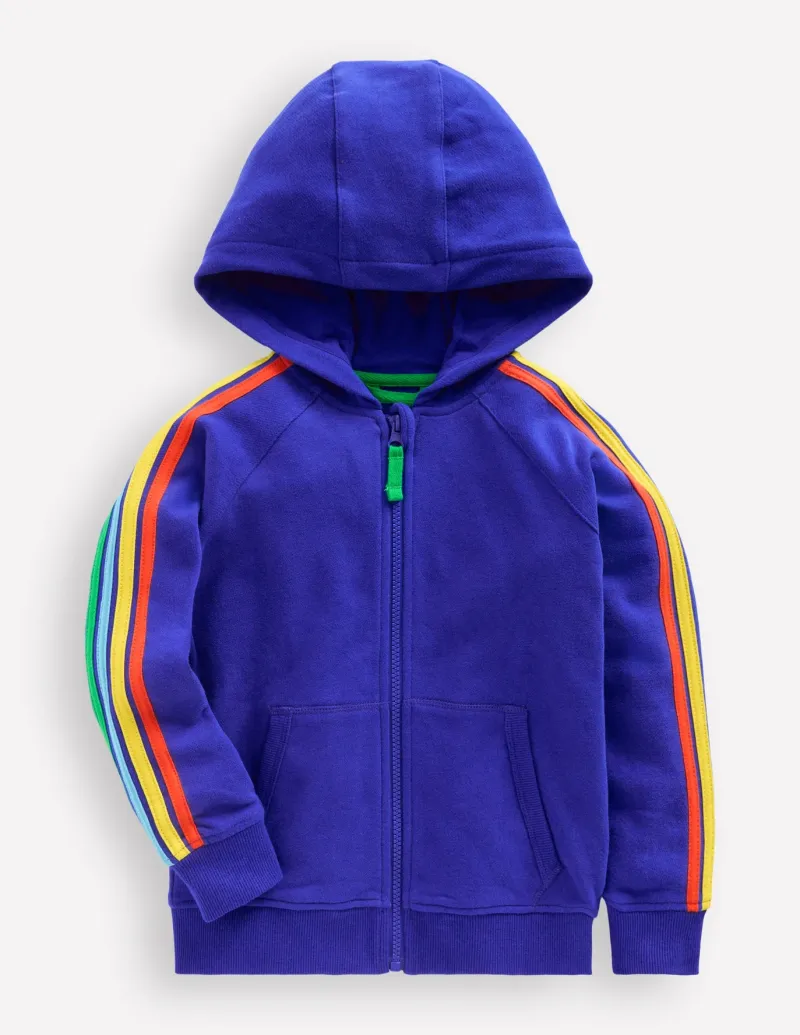 Sweatshirts & Hoodies | Tops, T-Shirts & Polos-Boden Rainbow Zip-Up Hoodie-Peacock Plume Blue PeacockPlumeBlue