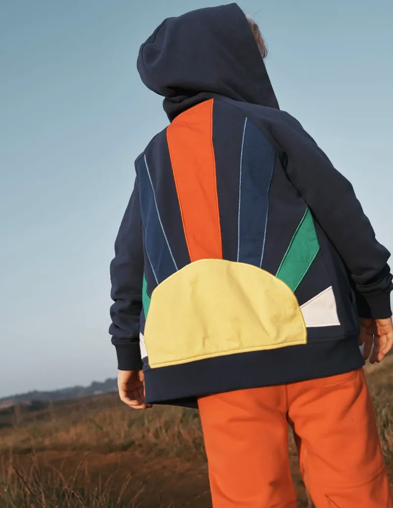 Sweatshirts & Hoodies | Tops, T-Shirts & Polos-Boden Rainbow Zip-Up Hoodie-Starboard Blue Sun Back StarboardBlueSunBack