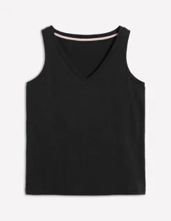 Nightwear & Lougewear | T-Shirts & Tanks-Boden Regular V-Neck Slub Tank- Black