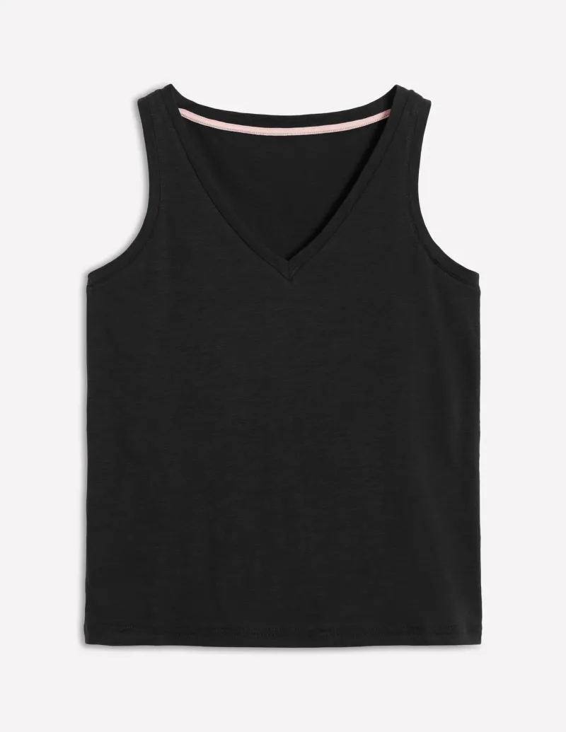 Nightwear & Lougewear | T-Shirts & Tanks-Boden Regular V-Neck Slub Tank- Black