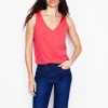 Nightwear & Lougewear | T-Shirts & Tanks-Boden Regular V-Neck Slub Tank-Camelia Pink CameliaPink