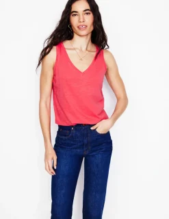 Nightwear & Lougewear | T-Shirts & Tanks-Boden Regular V-Neck Slub Tank-Camelia Pink CameliaPink