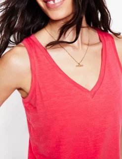 Nightwear & Lougewear | T-Shirts & Tanks-Boden Regular V-Neck Slub Tank-Camelia Pink CameliaPink