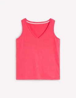 Nightwear & Lougewear | T-Shirts & Tanks-Boden Regular V-Neck Slub Tank-Camelia Pink CameliaPink