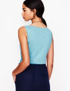 Nightwear & Lougewear | T-Shirts & Tanks-Boden Regular V-Neck Slub Tank-Duck Egg Blue DuckEggBlue