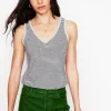 Nightwear & Lougewear | T-Shirts & Tanks-Boden Regular V-Neck Slub Tank-Navy, Ivory Stripe Navy,IvoryStripe