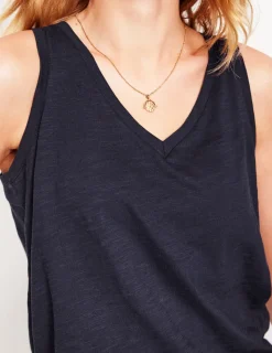 Nightwear & Lougewear | T-Shirts & Tanks-Boden Regular V-Neck Slub Tank- Navy