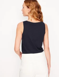 Nightwear & Lougewear | T-Shirts & Tanks-Boden Regular V-Neck Slub Tank- Navy