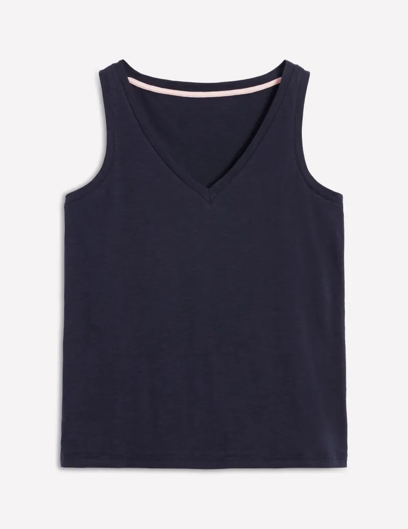 Nightwear & Lougewear | T-Shirts & Tanks-Boden Regular V-Neck Slub Tank- Navy