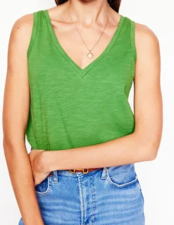 Nightwear & Lougewear | T-Shirts & Tanks-Boden Regular V-Neck Slub Tank-Paradise Green ParadiseGreen