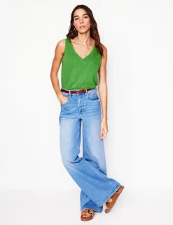 Nightwear & Lougewear | T-Shirts & Tanks-Boden Regular V-Neck Slub Tank-Paradise Green ParadiseGreen