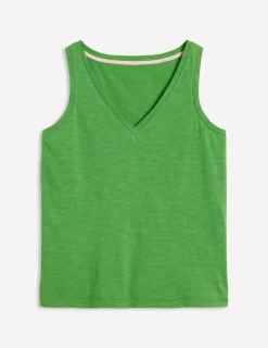 Nightwear & Lougewear | T-Shirts & Tanks-Boden Regular V-Neck Slub Tank-Paradise Green ParadiseGreen