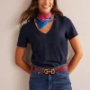 Tops & Blouses | T-Shirts & Tanks-Boden Regular V-Neck Slub T-shirt- Navy