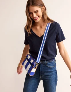 Tops & Blouses | T-Shirts & Tanks-Boden Regular V-Neck Slub T-shirt- Navy