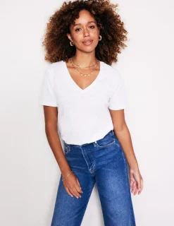Tops & Blouses | T-Shirts & Tanks-Boden Regular V-Neck Slub T-shirt- White