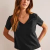 Tops & Blouses | T-Shirts & Tanks-Boden Regular V-Neck Slub T-shirt- Black