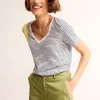 Nightwear & Lougewear | T-Shirts & Tanks-Boden Regular V-Neck Slub T-shirt-Ivory, Navy Ivory,Navy
