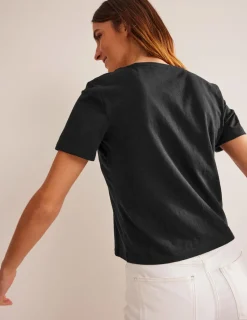 Tops & Blouses | T-Shirts & Tanks-Boden Regular V-Neck Slub T-shirt- Black