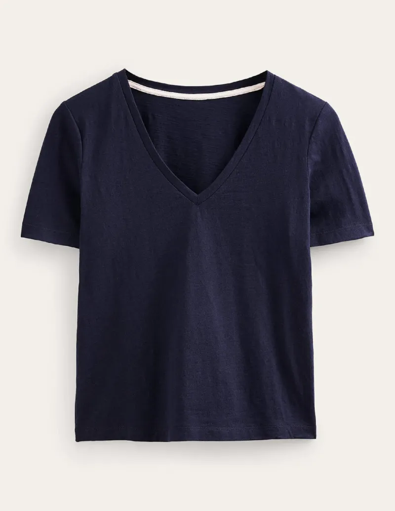 Tops & Blouses | T-Shirts & Tanks-Boden Regular V-Neck Slub T-shirt- Navy