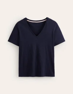 Tops & Blouses | T-Shirts & Tanks-Boden Regular V-Neck Slub T-shirt- Navy