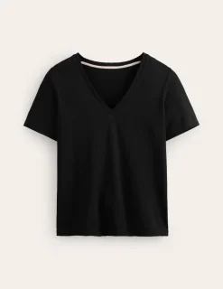 Tops & Blouses | T-Shirts & Tanks-Boden Regular V-Neck Slub T-shirt- Black