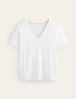 Tops & Blouses | T-Shirts & Tanks-Boden Regular V-Neck Slub T-shirt- White