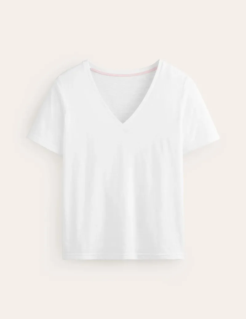 Tops & Blouses | T-Shirts & Tanks-Boden Regular V-Neck Slub T-shirt- White