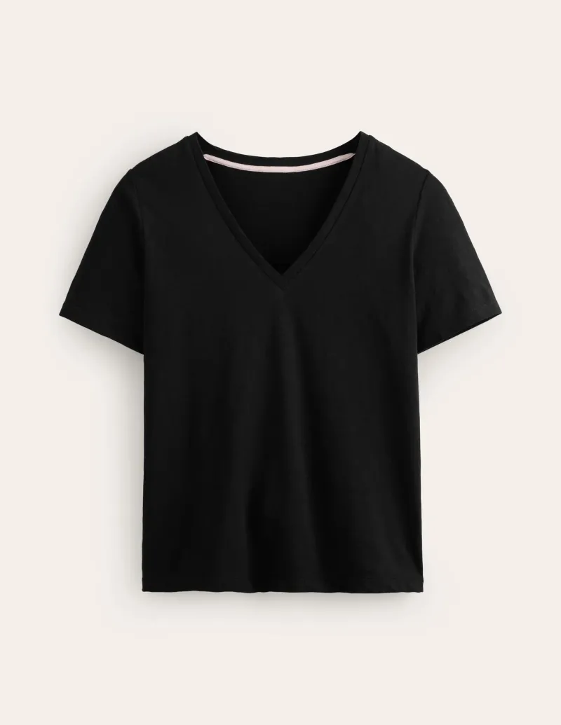 Tops & Blouses | T-Shirts & Tanks-Boden Regular V-Neck Slub T-shirt- Black