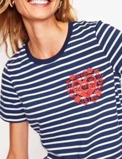 Nightwear & Lougewear | T-Shirts & Tanks-Boden Relaxed Novelty T-Shirt-French Navy, Hearts FrenchNavy,Hearts