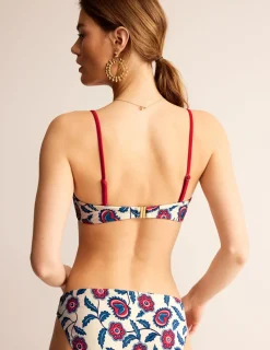 Swimwear-Boden Rhodes Cup-Size Bikini Top-Ivory, Floret Vine Ivory,FloretVine