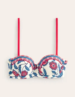 Swimwear-Boden Rhodes Cup-Size Bikini Top-Ivory, Floret Vine Ivory,FloretVine