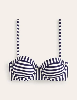 Swimwear-Boden Rhodes Cup-Size Bikini Top-Navy, Ivory Stripe Navy,IvoryStripe