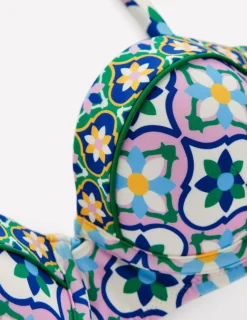 Swimwear-Boden Rhodes Cup-Size Bikini Top-Multi, Floweret Tile Multi,FloweretTile