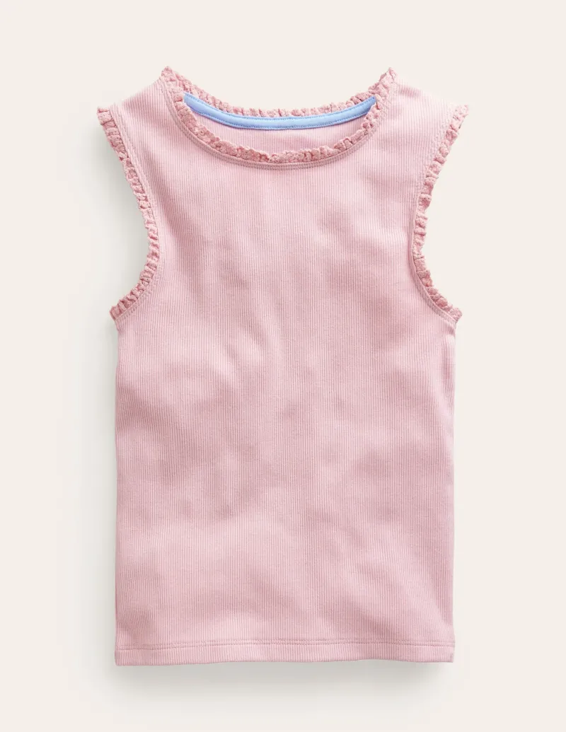Tops & T-Shirts-Boden Ribbed Lace Trim Tank Top-French Pink FrenchPink